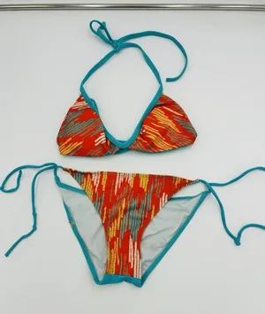 Hurley Teal Orange Bikini Size Small Halter Tie Swimwear Two Piece thumbnail 1