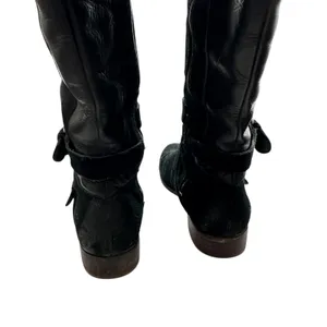 Ugg Cyndee knee high boots 9.5 Black Leather Buckle Sheepskin Shearling thumbnail 7