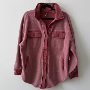 FREE PEOPLE Ruby Oversized Shirt Jacket in Rose Brown Cocoa/Mar - Size S NWT thumbnail 1