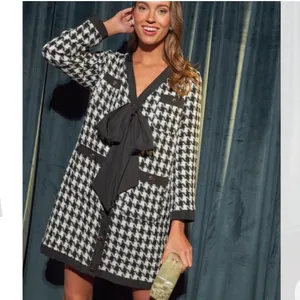 Pomander Place Black White Tweed Bow Mini Dress 2X NWT thumbnail 14