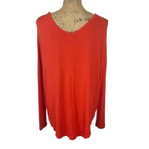Free People Moonshine Top Glare Red Oversized‎ Slouchy Tunic Tee Boho Size XS thumbnail 3
