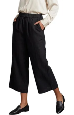 Mate the Label Black 100% Linen Wide Leg Crop Pant Size XS thumbnail 1