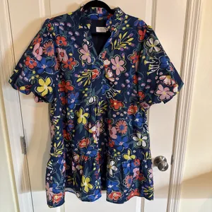 Shop The Mint When You Know Navy Blue Floral Babydoll Mini Dress Size XL thumbnail 4
