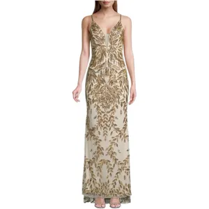 Mac Duggal Hand Embellished Sleeveless Evening Gown Nude Gold Size 10 #5107 NWT thumbnail 5