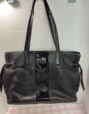 Coach Black and Glossy Leather Tote thumbnail 1
