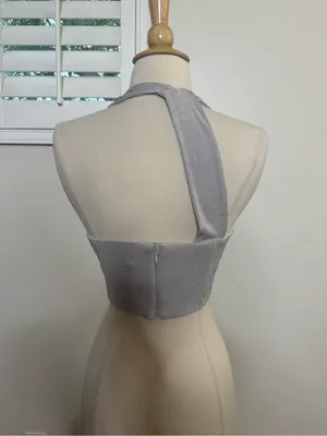 superdown One-Shoulder Cutout Crop Top in Blush Pink thumbnail 6