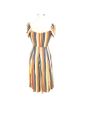 Leith Striped Tie-Front Midi Dress Multicolor Short Sleeves Size XS Coastal Boho thumbnail 7