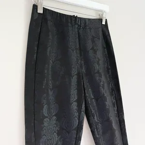 Anthropologie The Essential Skinny Pants Black Jacquard Paisley Foil Print 0 thumbnail 6