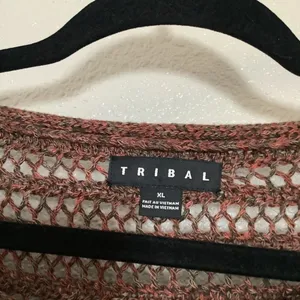 Tribal Brown Sweater XL Open‎ Knit Forest Fairy Autumn Fall Bohemian Boho Hippie thumbnail 3
