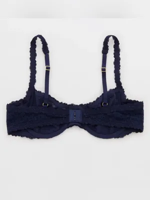 Aerie Show Off Vintage Lace Unlined Balconette Bra Navy thumbnail 2