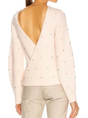 Self Portrait Diamanté Back Twist Sweater Size M thumbnail 1