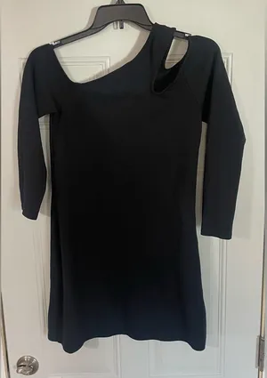 Abercrombie And Fitch Black Cutout Mini Dress Large Asymmetrical Minimalist thumbnail 1