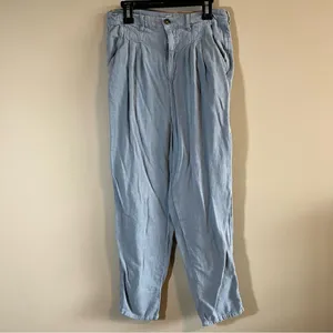 ✨ We the‎ Free Faded Love Linen Blend High-Rise Pleated Front Pants Wave Blue 27 thumbnail 3