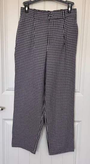 Hollister Ultra High Rise Purple Black Gingham Crop Pants‎ Small thumbnail 1