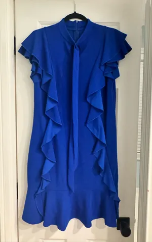 Women’s Blue Ruffle Cocktail Dress Size L thumbnail 1