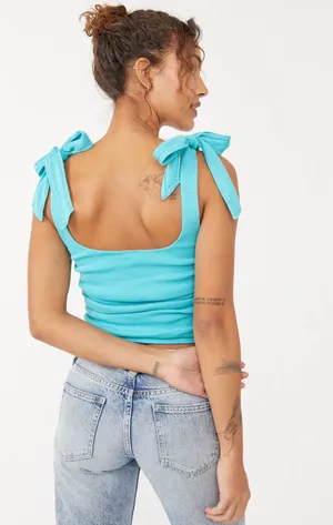 Free People NWOT The Boulevard Tank in Aqua Size Medium thumbnail 3
