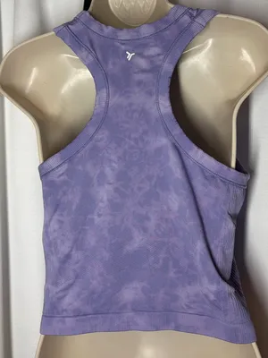 OLD NAVY Lavender Purple Tie Dye Active Crop Tank Top XL Fluid Seamless Fit NEW thumbnail 5