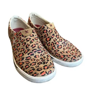 Twisted X Slip On Kicks Comfort Shoes Cork Leather Leopard Print Size 7.5 Womens thumbnail 1