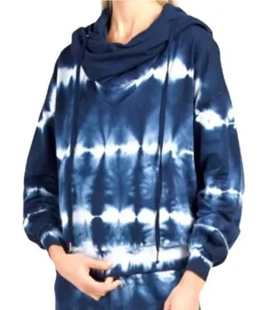 Young Fabulous & Broke Navy Blue Tie Dye Cowl Neck Hoodie Sweatshirt Womens M‎ thumbnail 1