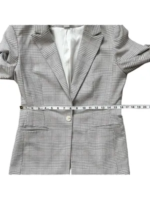 H&M Glen Plaid Single Button Notch Lapel Suit Jacket Lined Blazer Size Small thumbnail 8