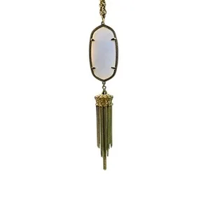 Kendra Scott Rayne Mother of Pearl Gold Tone Tassel Necklace 30" Rope Chain‎ thumbnail 4