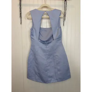 NWT Lulus Illustrious Perfection Light Blue Satin Backless Mini Dress Party Sz L thumbnail 4
