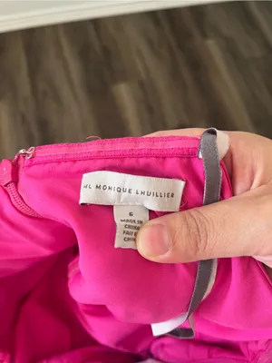 Monique Lhuillier Stella‎ Rosette Maxi Gown Dress Hot Pink Size 6 thumbnail 5