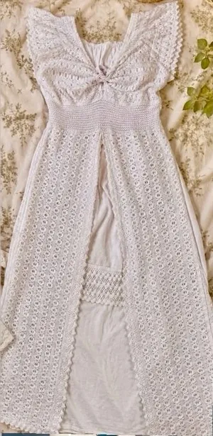 White Cottagecore Cotton High/Low Dress thumbnail 1