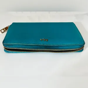 Lauren Ralph Lauren Tate Zip Around Leather Wallet Pick A Color Turquoise thumbnail 4