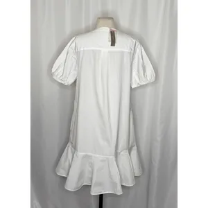 NWT!! J. CREW Delilah Dress‎ Cotton Poplin Solid White Mini Ruffle Small Tall ST thumbnail 9