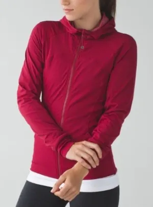 Lululemon In Flux Jacket Reversible Full Zipper Hooded in Cranberry Red Size 6 thumbnail 1