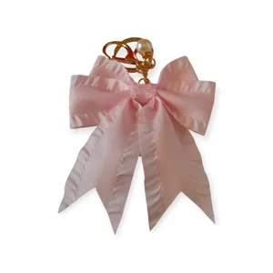 Ribbon Bow Faux Pearl Heart Bag Charm Keychain thumbnail 2
