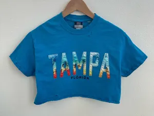 Tampa Florida Cropped Tee Blue thumbnail 1