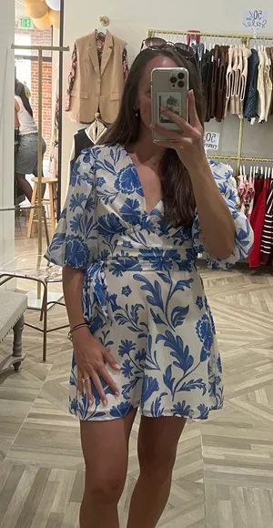 Boutique Blue and White Floral Dress thumbnail 1
