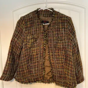 True Meaning fringe tweed jacket Green Size M thumbnail 2