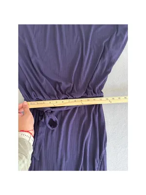 Shein Plisse Ribbed Midi Dress Womens Size Large Purple Belted‎ Dolman Boat Neck thumbnail 8