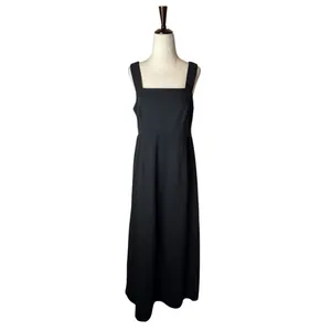 Pact Canopy Linen Blend Tank Dress Women Medium Black Smocked Maxi Lagenlook thumbnail 2