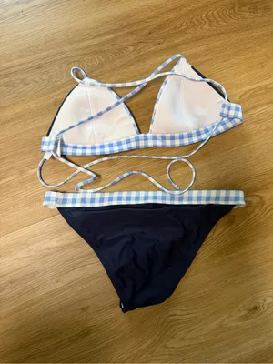 Southern Tide Navy Bikini with Light Blue & White Gingham Trim thumbnail 2