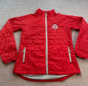 Vintage J. America Ohio State Buckeyes Women’s M Red Fleece Jacket OSU thumbnail 1