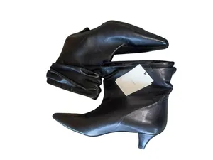 Nwt Mango Mng Black Asa Slouchy Leather Kitten Heel Ankle Boots Bootie Eu39 Us 9 thumbnail 8