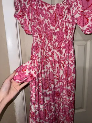 She + Sky Pink & White Floral Maxi Dress thumbnail 4
