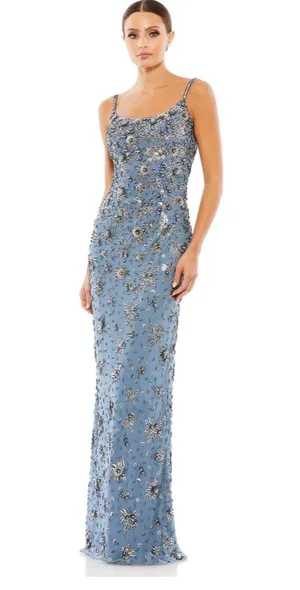 Floral Embellished Scoop Neck Evening Gown thumbnail 1