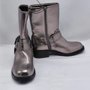 Dolce Vita Armonda Metallic Ankle Boots Womens 6 Silver Buckle Moto Biker Riding thumbnail 3