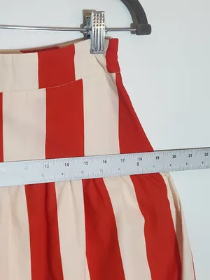 Avara Red and Cream Stripe Midi Skirt Size 6 thumbnail 7