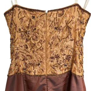 Jovani Formal Gown Sz‎ 12 Gold Brown Strapless Dress Sequins beaded Ball Prom thumbnail 7