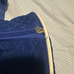 Blue Quilted Duffle Bag with Polka Dot Bows thumbnail 7