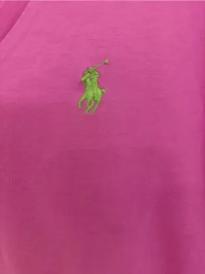 Ralph Lauren Sport Pink V-Neck Long Sleeve Tee with Green Pony women Size Small thumbnail 3