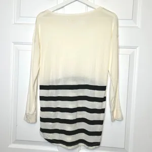 Madewell‎ Long Sleeve Tunic Top Striped Ivory Black Size S thumbnail 3