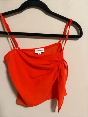 Superdown Revolve Abbey Ruched Cami Top Semi Sheer Poppy- Size XS thumbnail 5