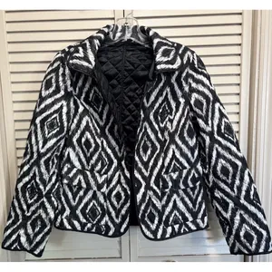 Quilted‎ Diamond Open Reversible Jacket Size M/L Long Sleeve Soft Black Size M thumbnail 1
